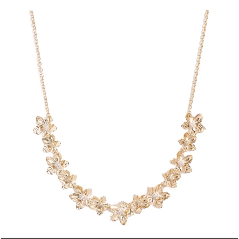 NWT J Crew Gold Floral Statement Necklace